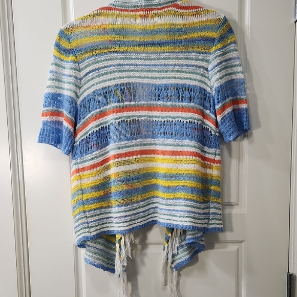 Ruby Rd. Striped Knit Open Front Cardigan Swim Cover - Picture 4 of 4